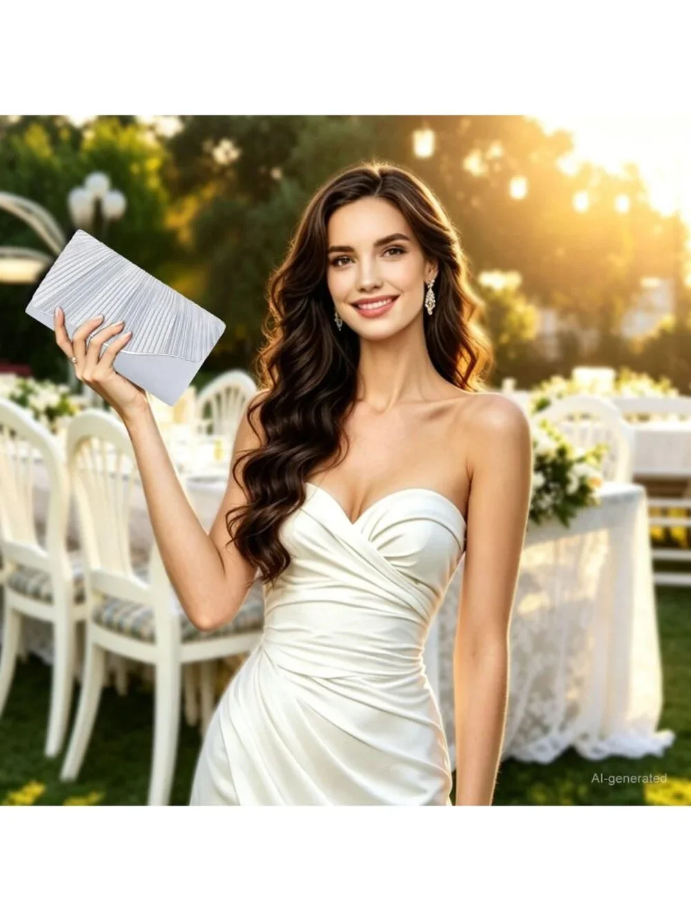 👜 Women's Silver Elegant Satin Formal Purses Evening Cocktail Prom Clutch